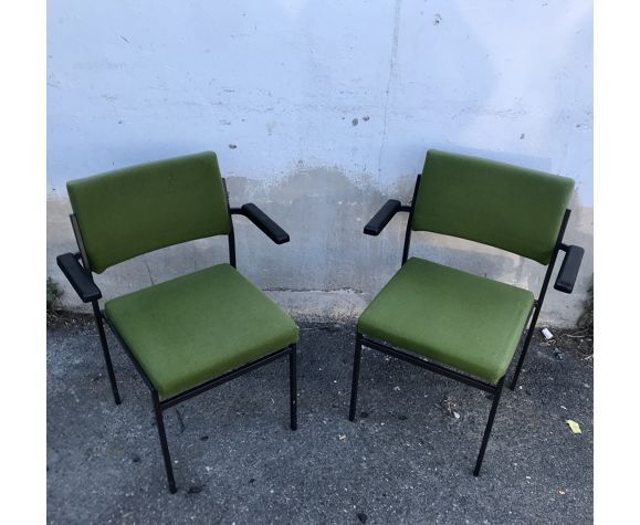 Series of 4 armchairs - modern - vintage - feet metal - 1960