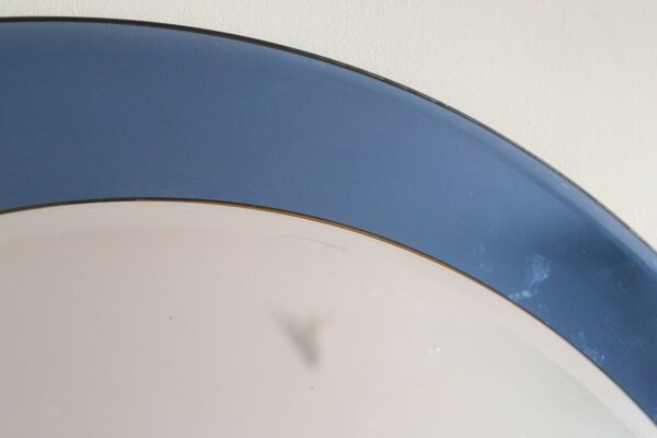 Miroir bleu cobalt, design italien, circa 1970