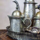 Silver-Plated Coffee Set with Tray, 1920s, Set of 6