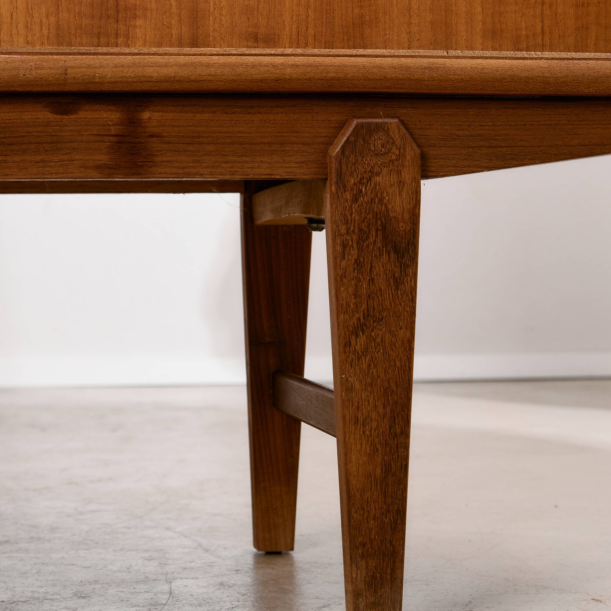 Mid-Century Teak Highboard with Sculpted Legs, Storage and Glass Shelf, 1960s