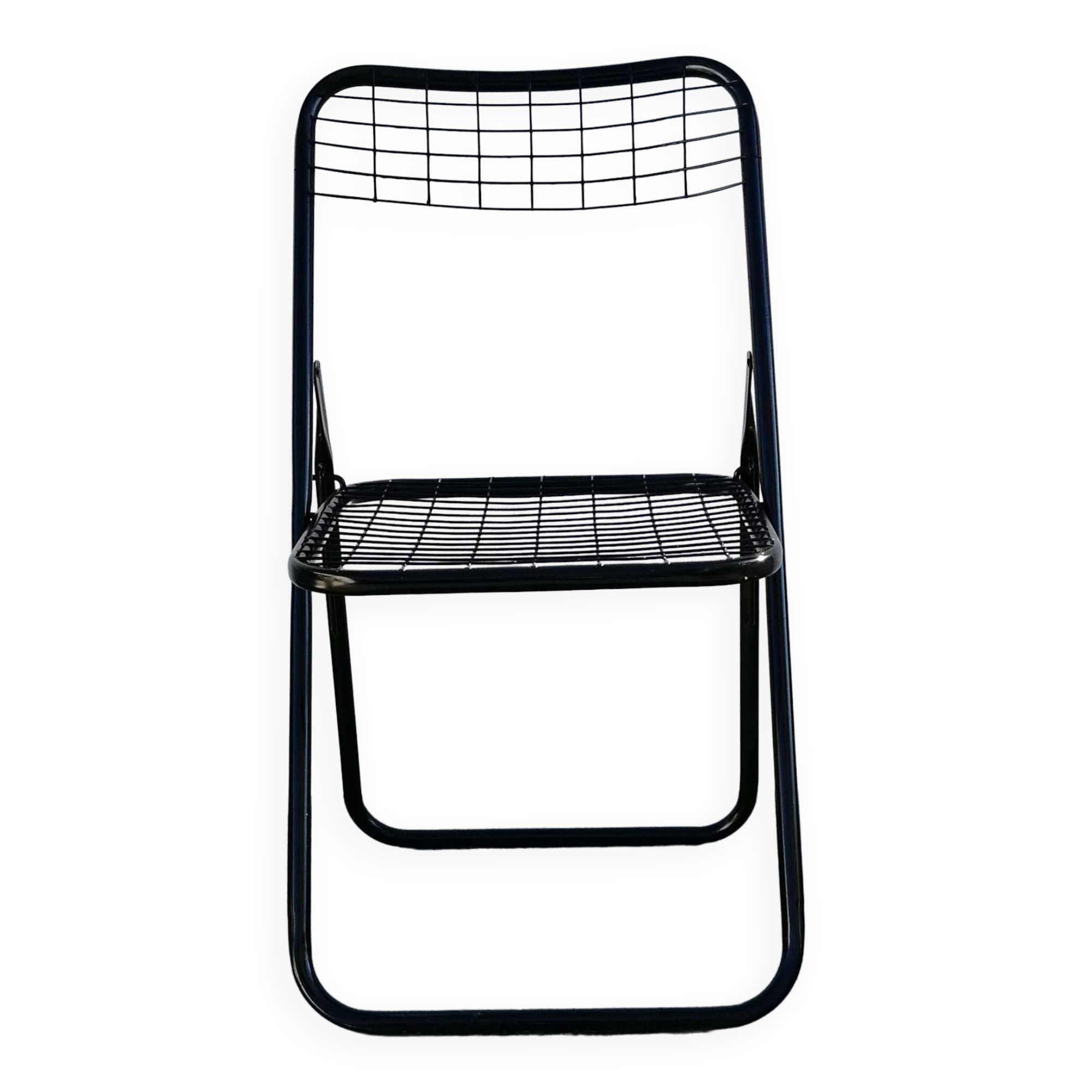 Vintage black metal folding chair 1970s