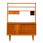 Bibliothèque danoise vintage en teck avec un bureau caché, 1960