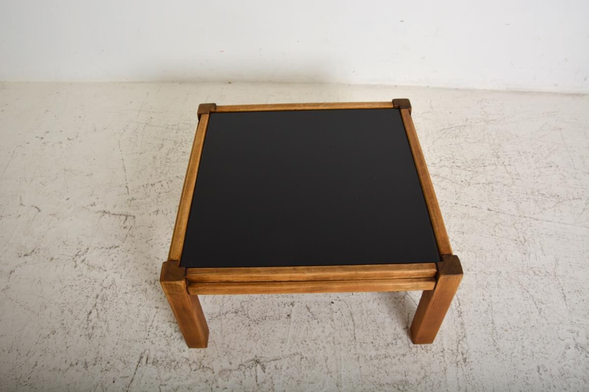 Coffee table 60s, opaline and wood