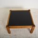 Table basse années 60,opaline et bois