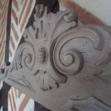 Large patinated linen wood pediment