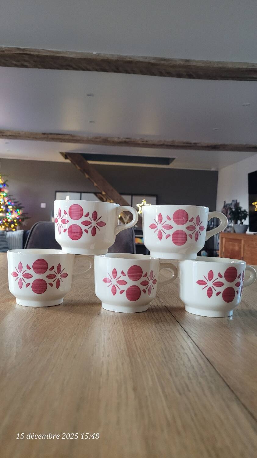 5 antique coffee cups