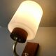 Scandinavian wall lamp in teak and opaline, 1970s