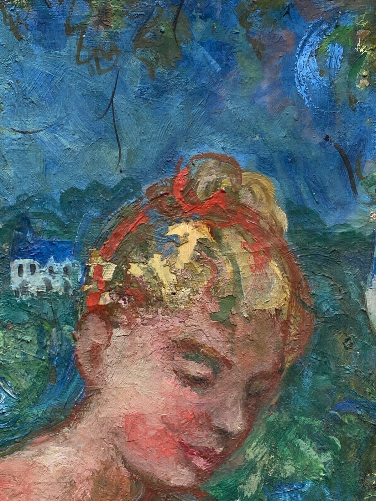 Oil on canvas by Pierre Monteret Three women twentieth
