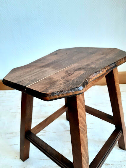 Brutalist wooden stool 1950