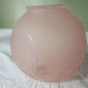 Sprat - frosted pink glass with pink flowers for chandelier lamp circa 1920