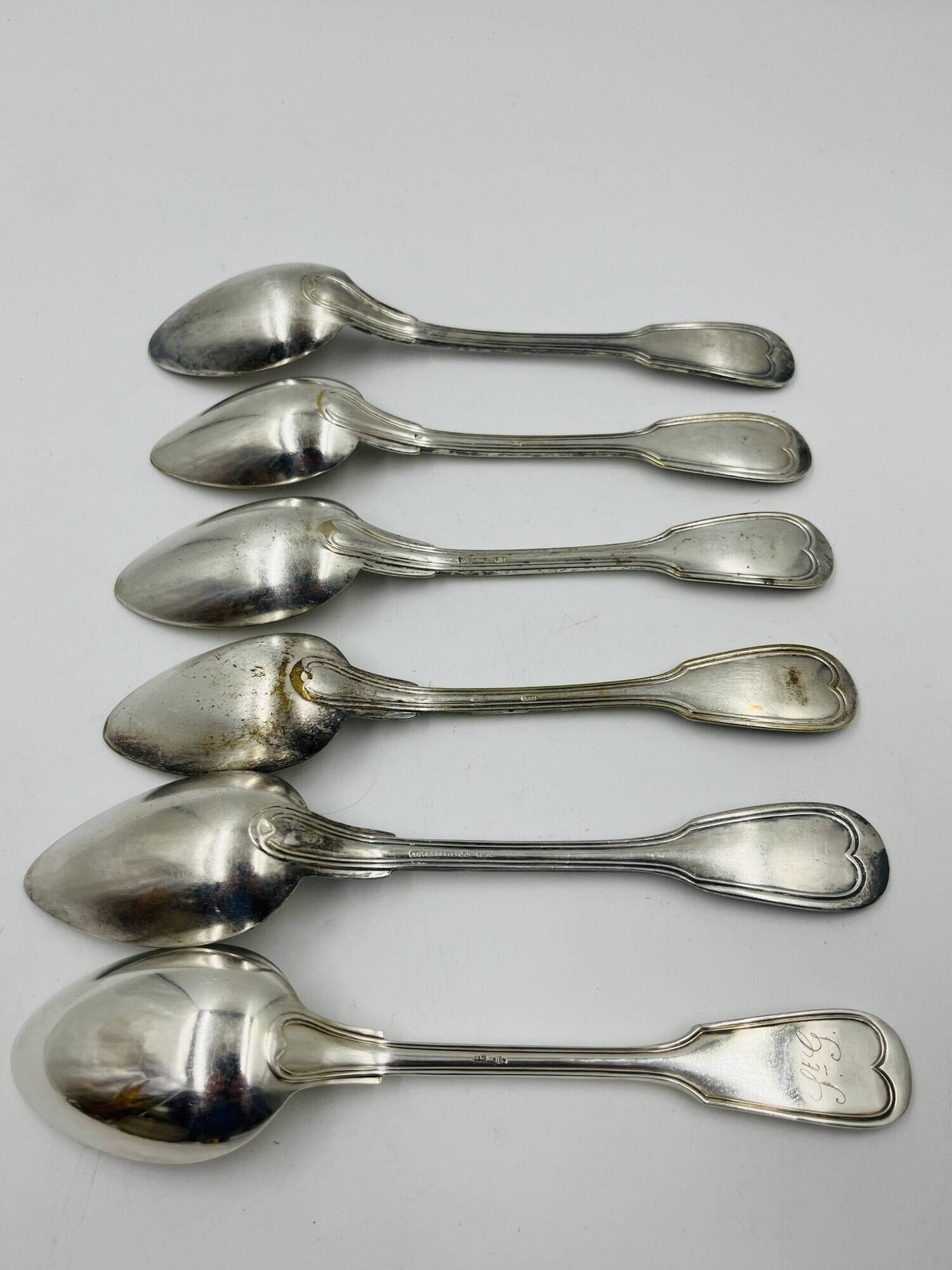 Lot of 6 Silver-Plated Metal Soup Spoons Wiskemann