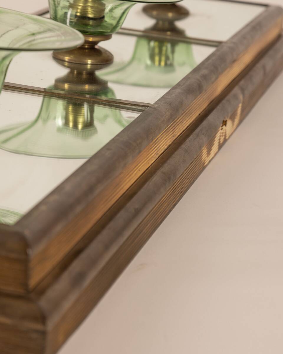 VINTAGE WALL OR CEILING LAMP 1950s BRASS AND GLASS ITALIAN DESIGN