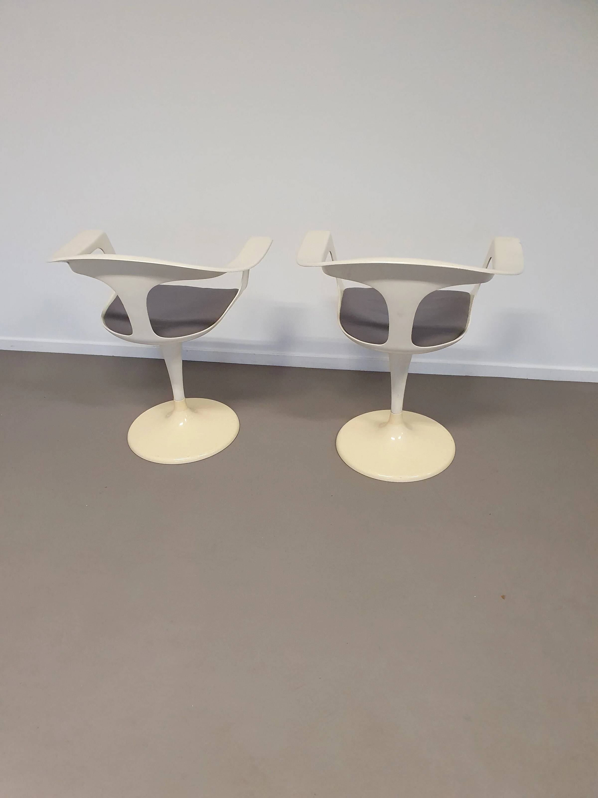 2 x chaise Tulip Lusch, rare, 1972, design blanc, design vintage Colani
