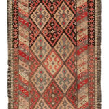 Tapis runner beige oriental ancien fait à la main 90 cm x 417 cm