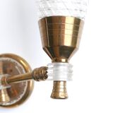 Pair of wall sconces in gold metal and plexiglass, 50 years