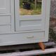 Vintage Parisian wardrobe in sage green – Mirror, hanging space and drawers