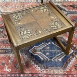 Set of 3 teak nesting tables from the 1970s, tiled top
