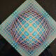 Victor vasarely impression offset annees 70 + cadre alu d'epoque