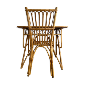 Louis Sognot rattan desk and chair