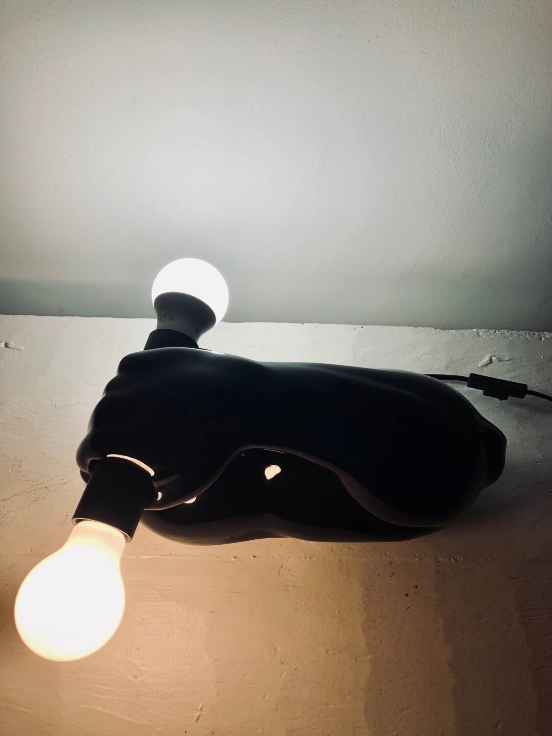 Vintage ceramic dumbbell lamp by JC Peiré