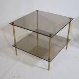 Smoked glass table 70s 80s true vintage design side table, set of 2