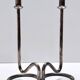 Minimalist Pair of Silver Plated Metal Candleholders in the Style of Sabattini