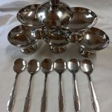 Set of 6 Guy Degrenne stainless steel ice cream cups with 6 ice cream spoons