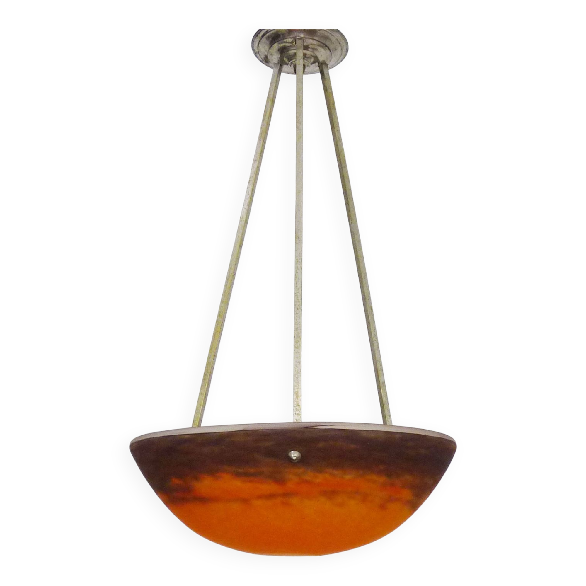 Art Nouveau ceiling-mounted basin pendant light from GV de Croismare, France, 1920s