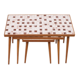 Tables gigognes carreaux de mosaïque en céramique, Hollande des années 1960