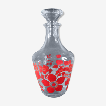 Retro decanter with red flowers