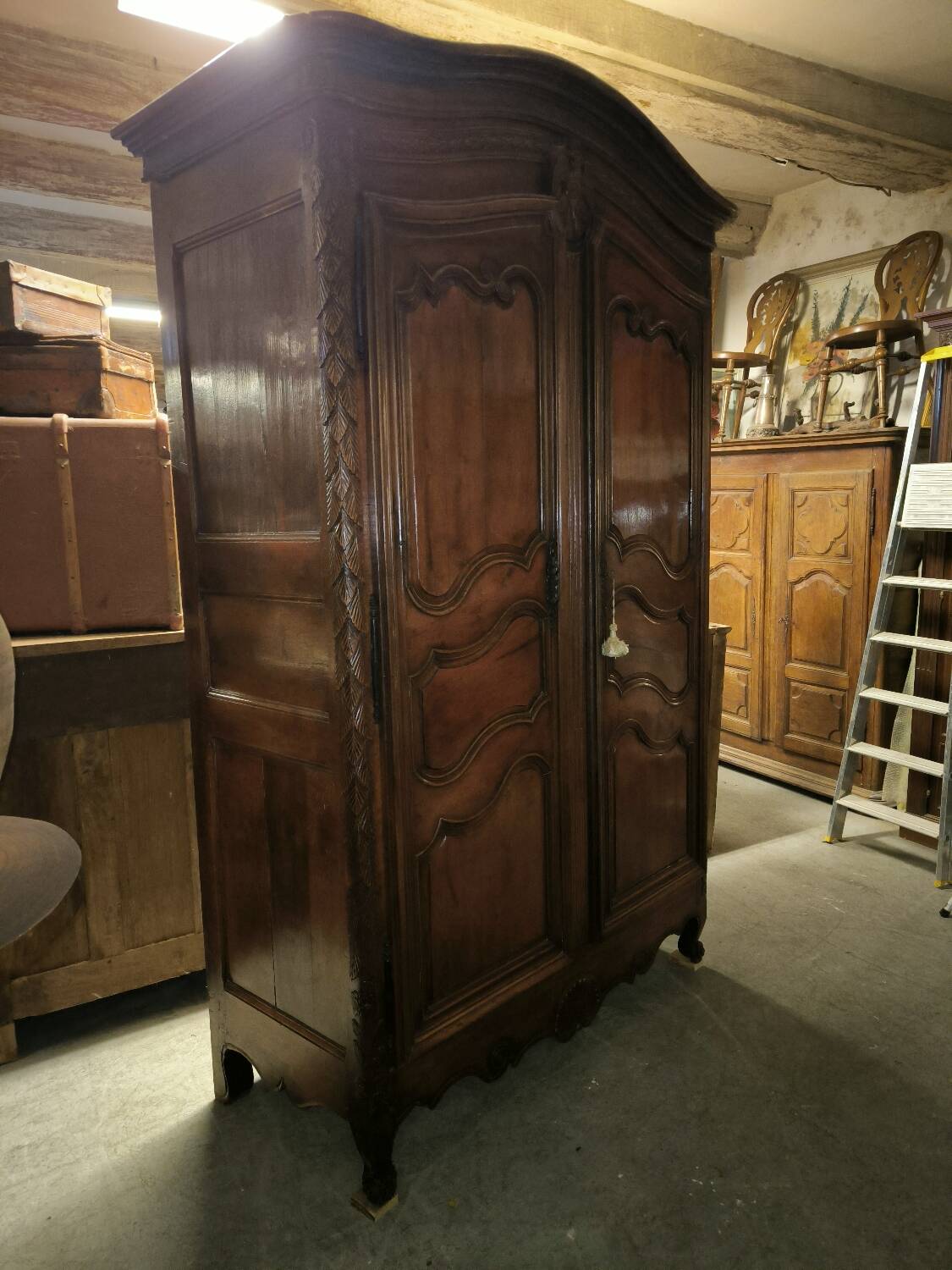 Louis XV period wardrobe in solid walnut