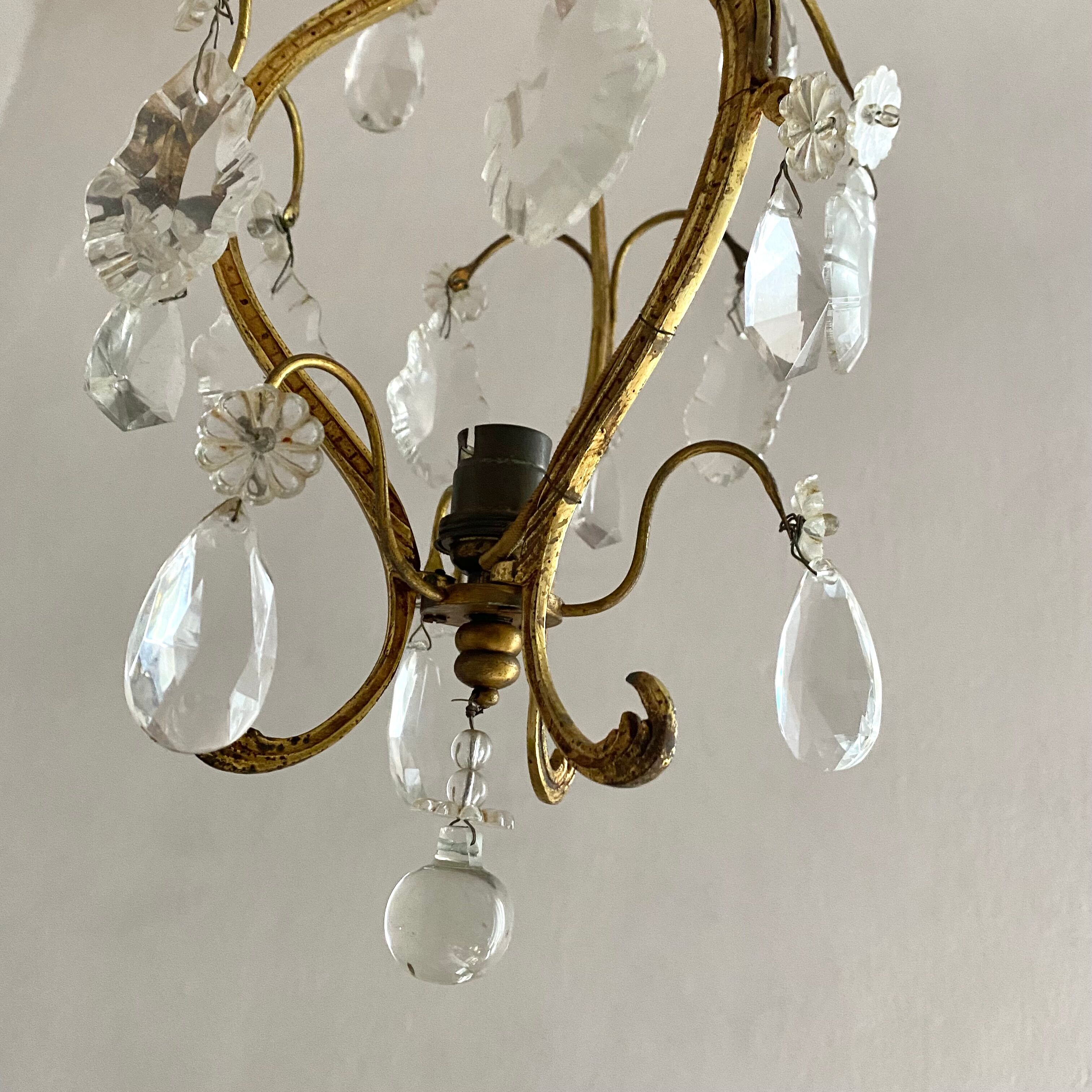 Lustre ancien pampilles en verre de murano