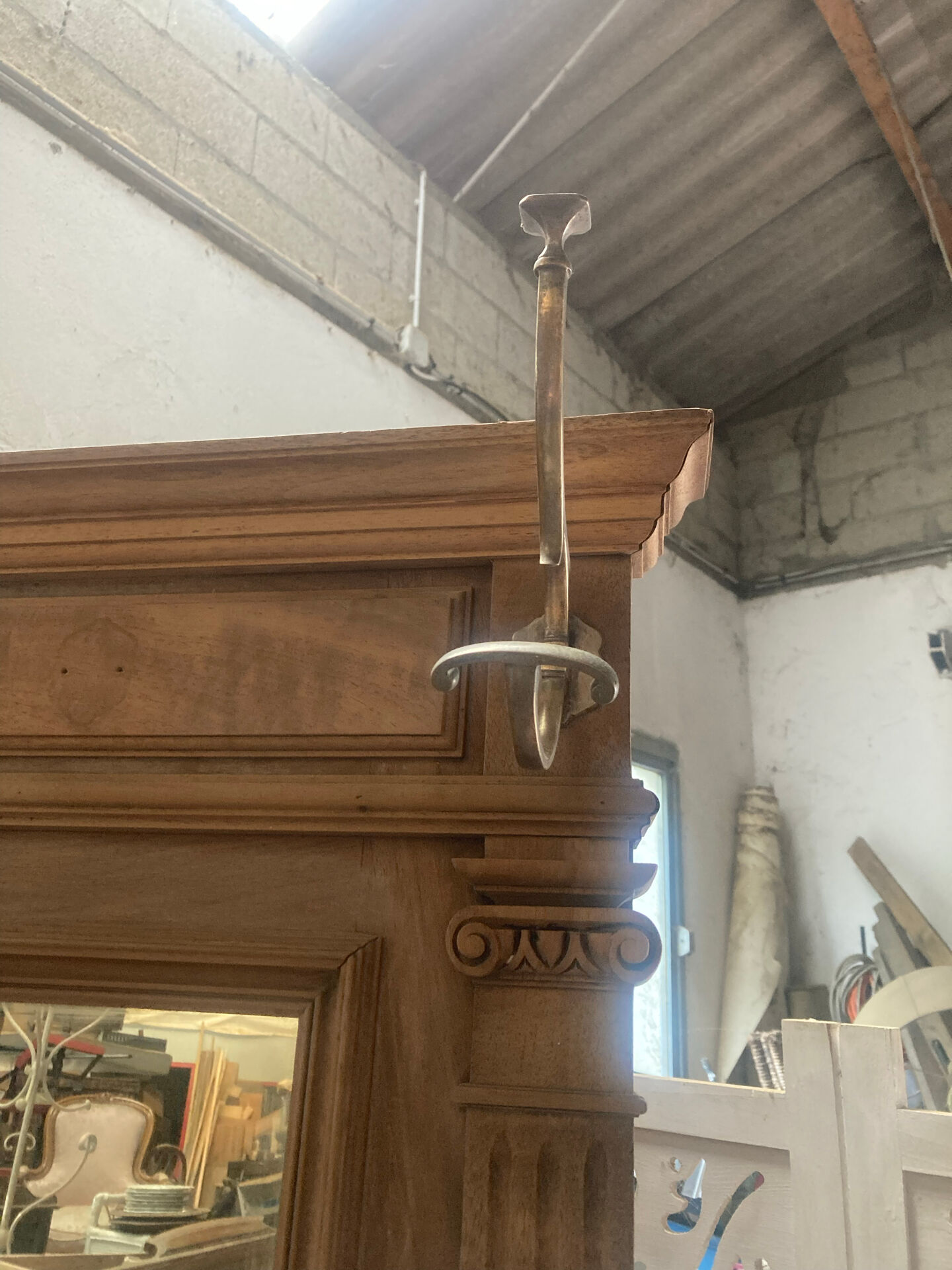 Coat rack wardrobe in wood, Napoleon III style.