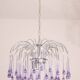 The Purple Crown, LArge Size Murano Chandelier Purple and Crystal Drops, 19