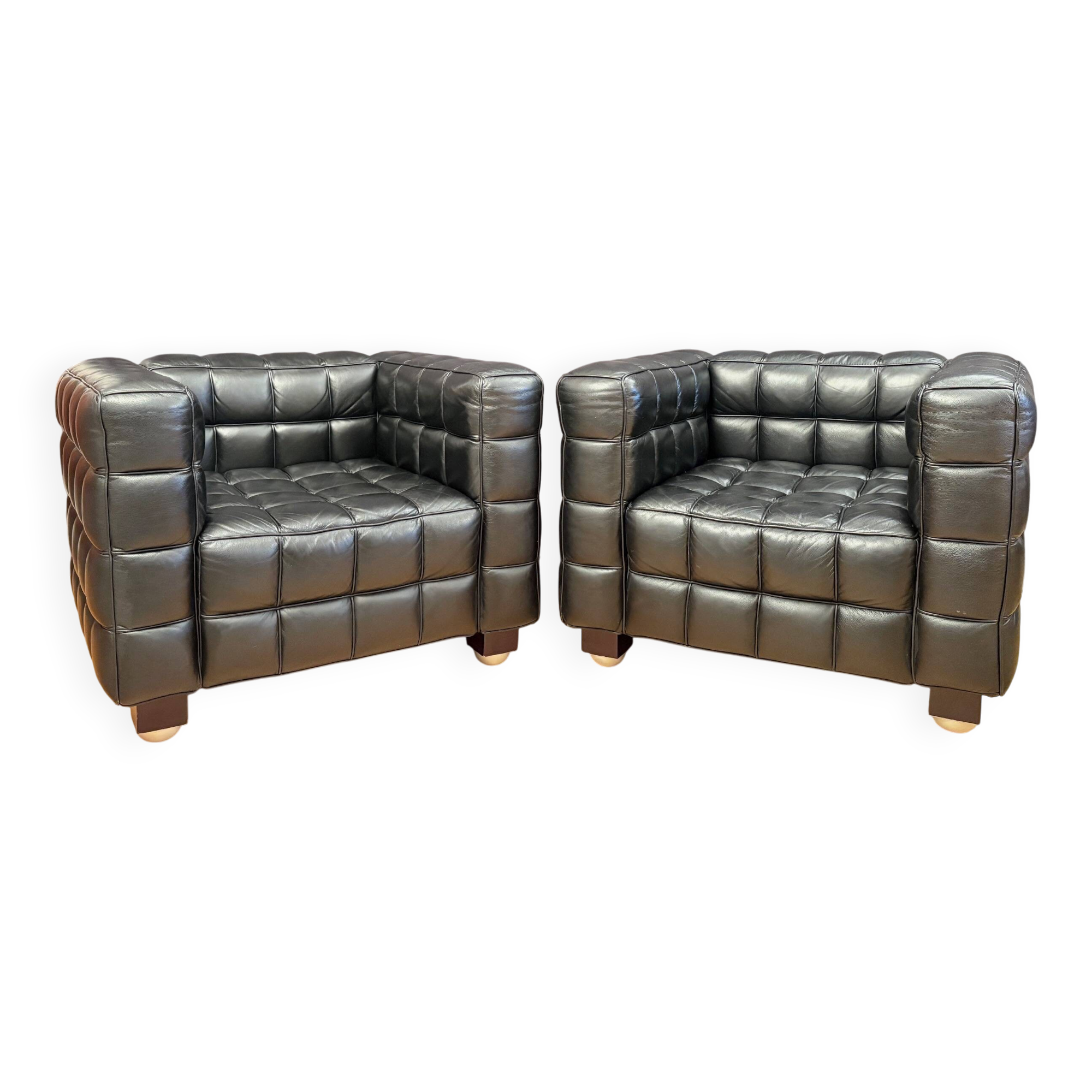 Pair of Kubus 8020 Armchairs, designed by Josef Hoffmann, Wittmann, Austria