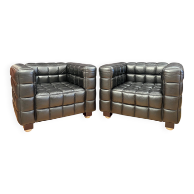 Paire de fauteuils Kubus 8020, conçus par Josef Hoffmann, Wittmann, Autriche