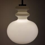 Vintage ceiling lamp Peill & Putzler in chrome and opal glass from the Space Age.