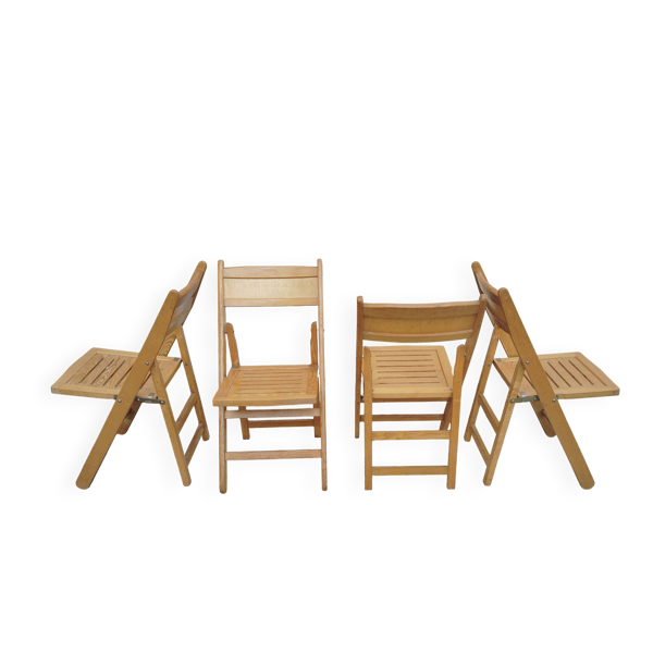 Set 4 chaises pliantes vintage en Frêne