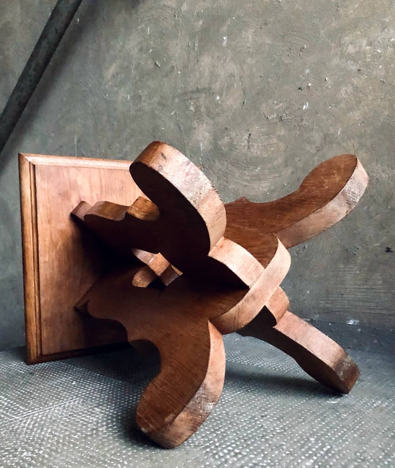 Brutalist oak side table