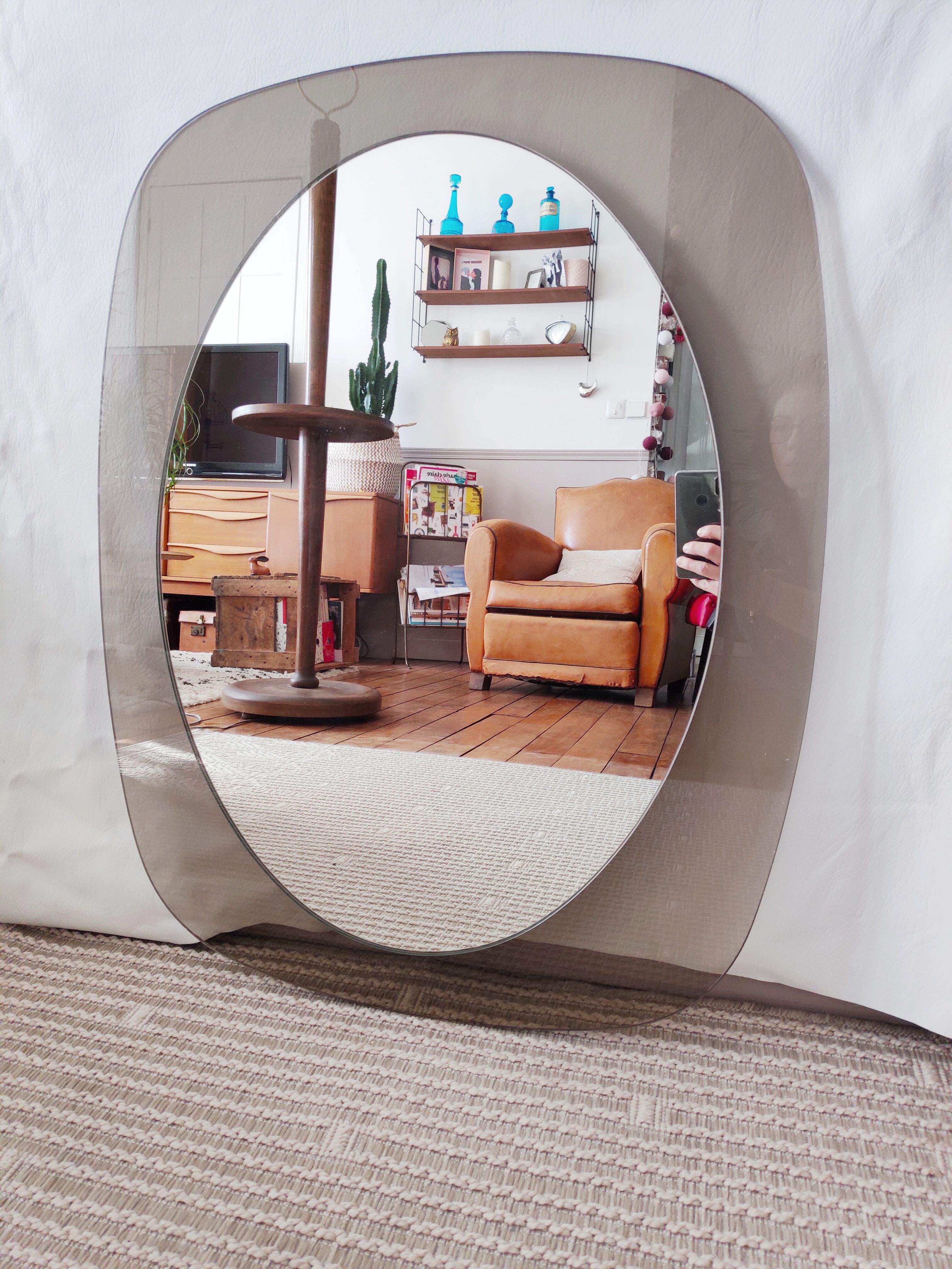 Mirror vintage plexi smoked 70 x 55cm