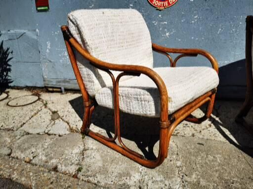 Pair of vintage rattan armchairs