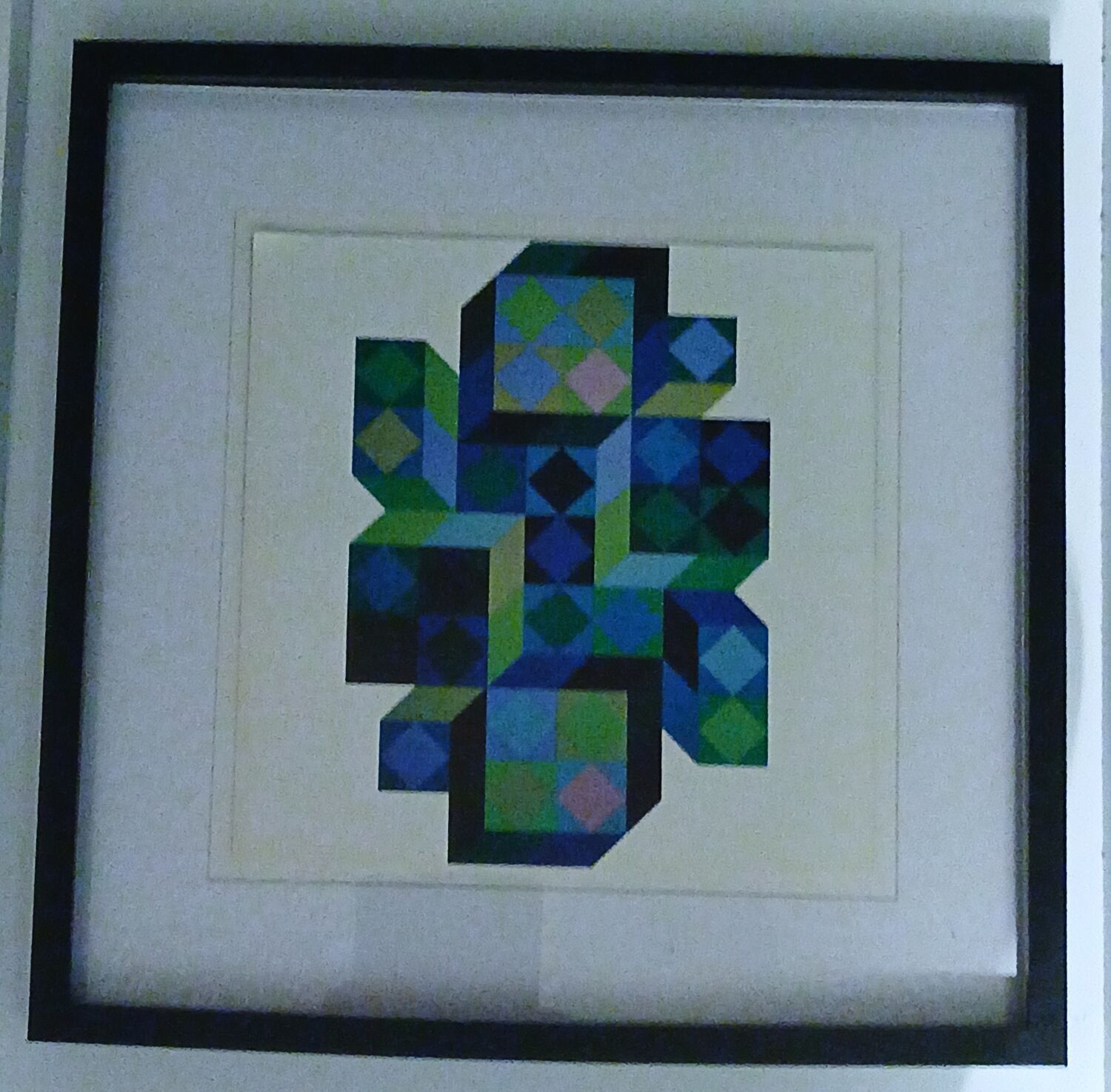 Tableau Vintage Art Optique - Victor Vasarely - Frame 40x40cm
