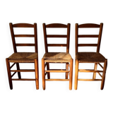 Set of 3 vintage straw chairs