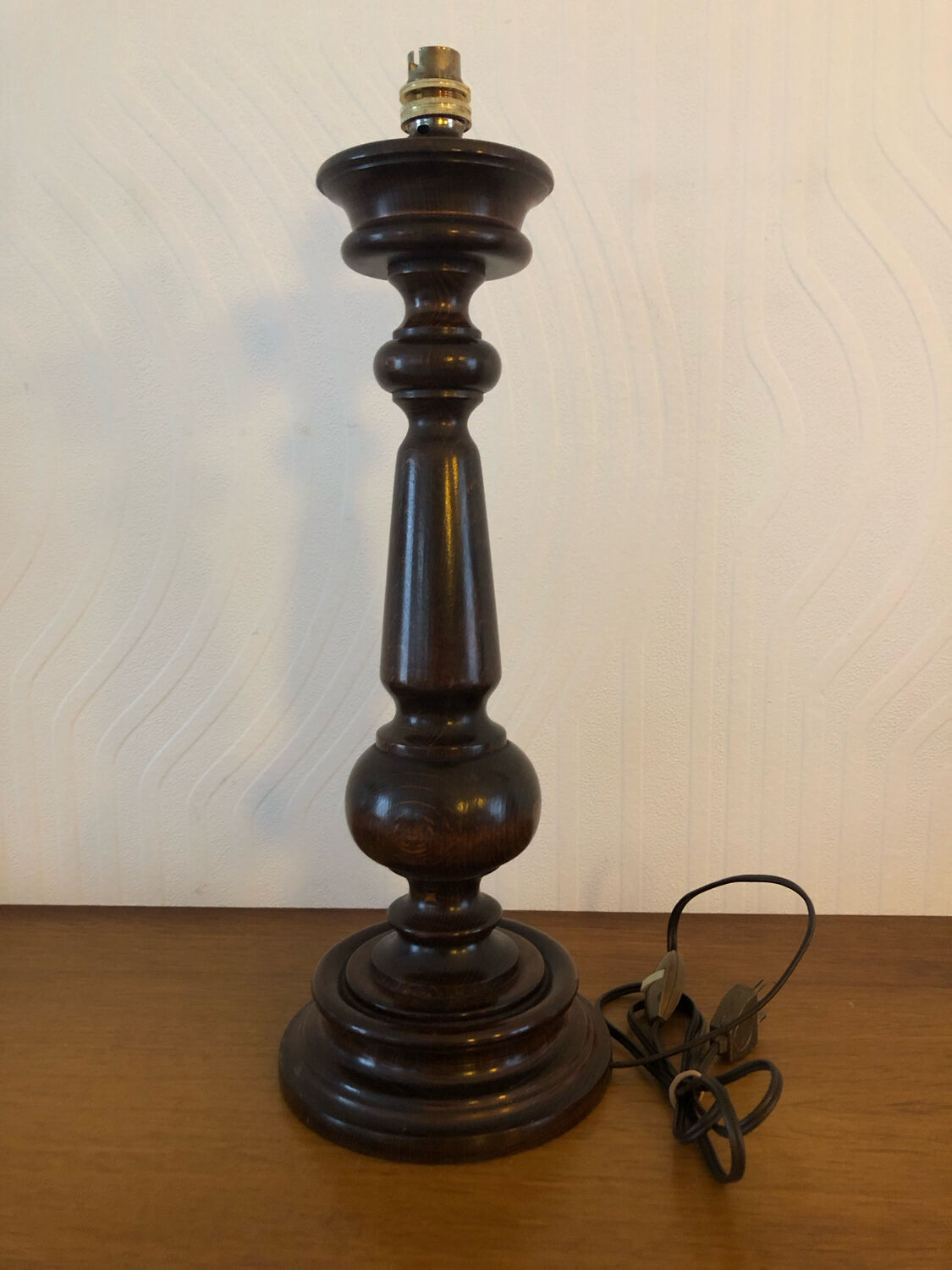 Vintage turned wooden lamp foot