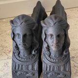 Chenets antique cast iron vintage