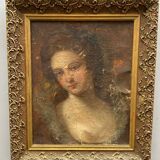 Oil canvas cbl initials portrait xviii eme woman costume