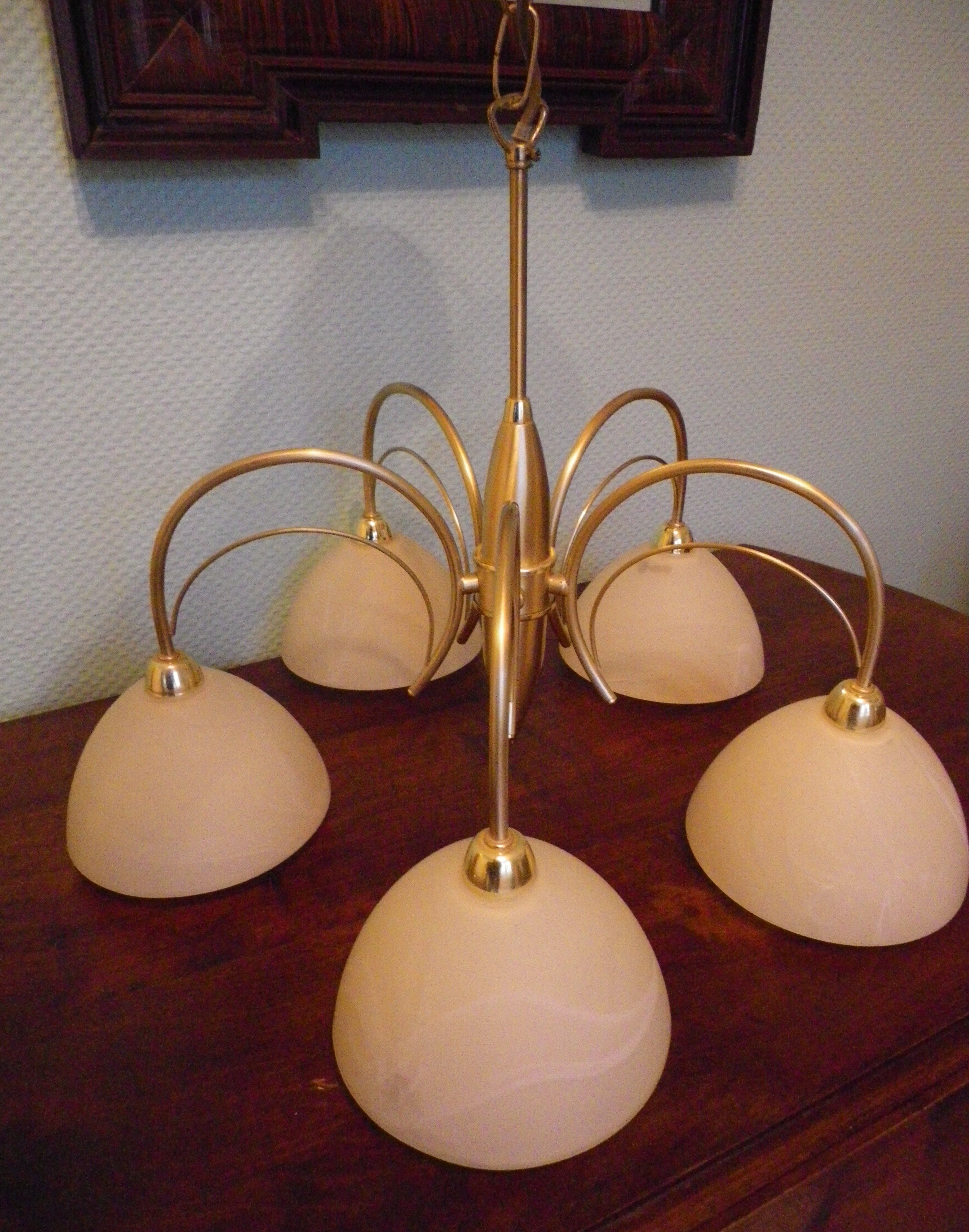 5-branched pendant light from the 70s, Honsel, Germany