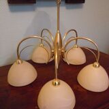 5-branched pendant light from the 70s, Honsel, Germany