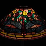 Tiffany style stained Glass Dragonfly Table lamp 1980s