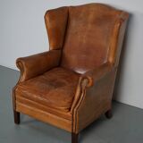 Vintage Dutch cognac coloured leather club chair